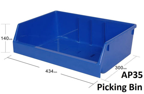AP35 Pack of 8 VISIPLAS Picking Bins 300x434x140mm Blue
