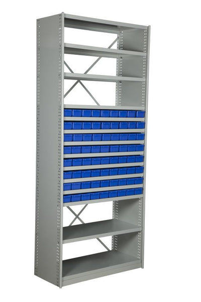 VISIPLAS BS219 Steel Shelving Kit with 14 Shelves and 72 x AT40 Parts Trays